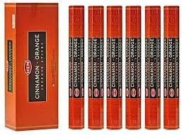 HEM Räucherstäbchen Zimt-Orange – 6 Packungen (insgesamt 120 Stäbchen) – Warmer, würziger Zitrusduft – Natürliche Masala-Mischung mit JRose Holzhalter – Meditation, Yoga, Entspannung
