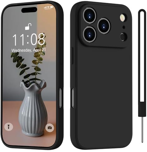 HGH für iPhone 17 Pro Max Hülle Silikon, Schwarz | Handyhülle für iPhone 17 Pro Max Dünn Rundumschutz mit Microfiber-Innenfutter Kratzfest Schutzhülle
