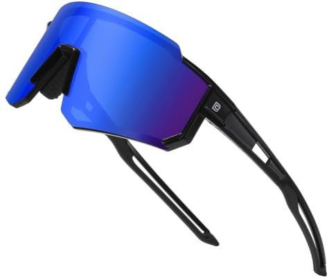 DUCO Polarisierte Sport Sonnenbrille Herren Damen Schnelle Brille DC0068 | [24g TR-90 Super Leicht Fahrradbrille] Wrap Around Sportbrille UV400 Laufbrille Polbrille für Laufen/Ebike/Rennrad/Baseball