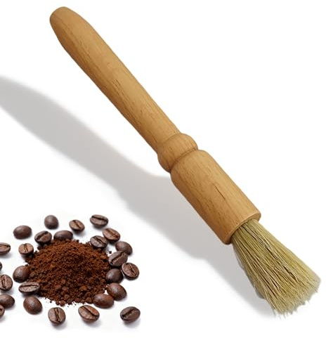Nevoluxer Coffee Machine Cleaning Brush - Wood Handle & Natural Bristles Barista Brush for Espresso Grinder, Portafilter, Steam Wand & Kitchen Tools