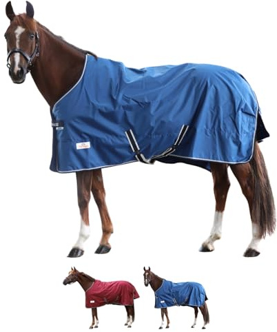 Marengos by Bucas - Weidedecke Freedom 600D – Navy/Beige 145 cm | Turnout – ohne Füllung – Regendecke & Übergangsdecke – wasserdichte Pferdedecke mit Innenfutter & Kreuzbegurtung