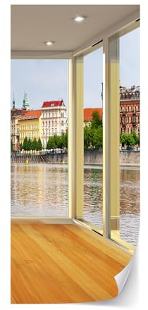 Türtapeten Selbstklebende Wandbild Tür Poster Balkonfenster Fluss 1403