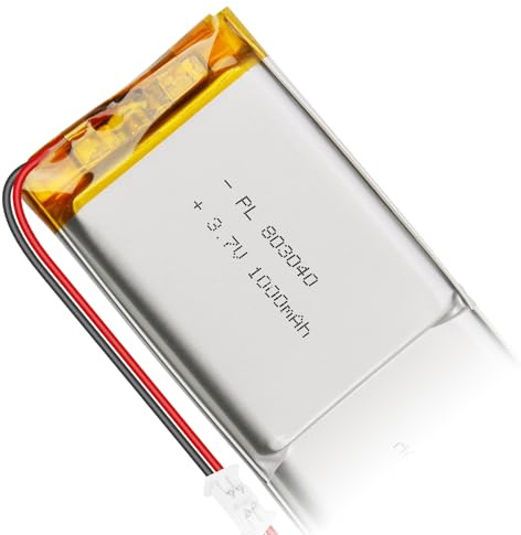 Batterie LiPo 3.7V 1000mAh 803040 - Batterie Lithium-polymère Rechargeable avec Carte de Protection et connecteur Micro JST 1.25 pour appareils électroniques