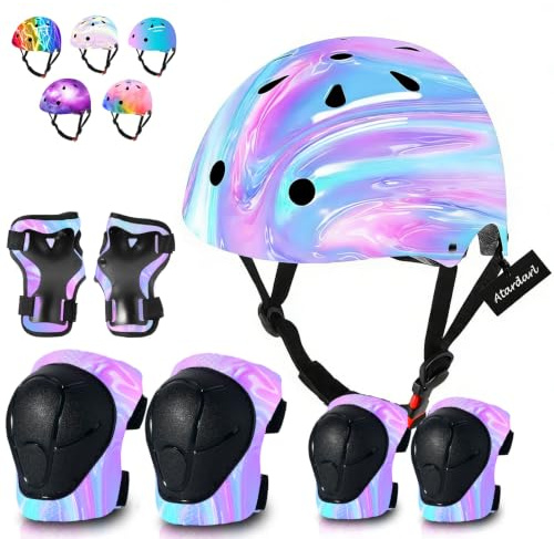 Regulierbarer Fahrradhelm Kinder mit Kniepolster,Ellenbogenpolstern,Handgelenksschutz – Kinderhelm für 3-5-8-14 Jahre –Ideal für Skaten,Fahrradfahren,Radfahren,Skateboarden –Für Jungen & Mädchen