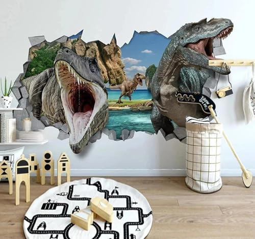 Tzxztt Ciel Bleu Nuages Blancs Océan Dessin Animé Dinosaure Papier Peint 3D Moderne Soie Texturée Haut De Gamme IdéAl Pour Le Salon Et La Chambre à Coucher-300cm×210cm