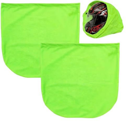 TenaLucy 2 Pièces Sacs de Casque de Moto avec Cordon de Serrage, 43-46 CM | Sac Universel pour Couvre Casque de Ski, Housse Moto de Serrage, Protege Chaussure/Sacoche Moto pour Vélo Casque de Ski(Vert)