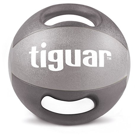 Tiguar Medizinball mit Griffen 9 kg grau/rot Gewichte Bälle Krafttraining