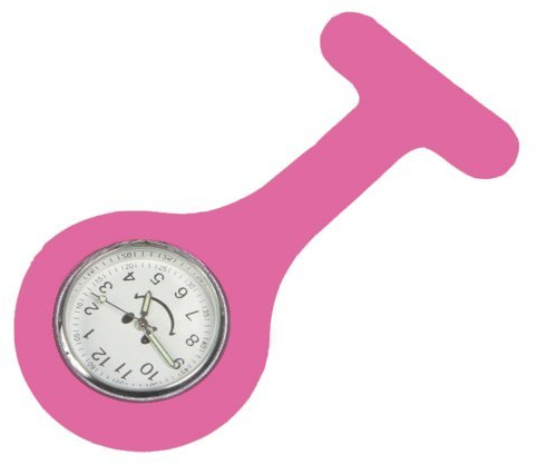 TIGA-MED Schwesternuhren - 09-6010 2er Set - Silikonuhr Smiley pink- mit Nadel