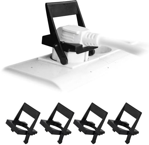 FISHTEC Extractor de enchufes de pared - Lote de 4 - Extrae fácilmente los enchufes eléctricos - Fácil extracción - Compatible con Toma de tierra - Negro