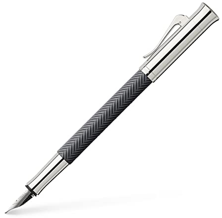 Graf von Faber-Castell 146701 - Füllfederhalter Guilloche Ciselé, Anthrazit, Federbreite F, 1 Stück Grau fein (F)