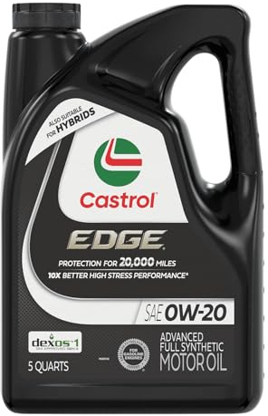 Castrol EDGE 0W-20 Advanced Full Synthetic Motor Oil, 5 Quarts
