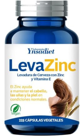LEVA ZINC | Zinc, Levadura de Cerveza y Vitamina E | 225 Cápsulas Vegetales | Vegano | Complemento Alimenticio