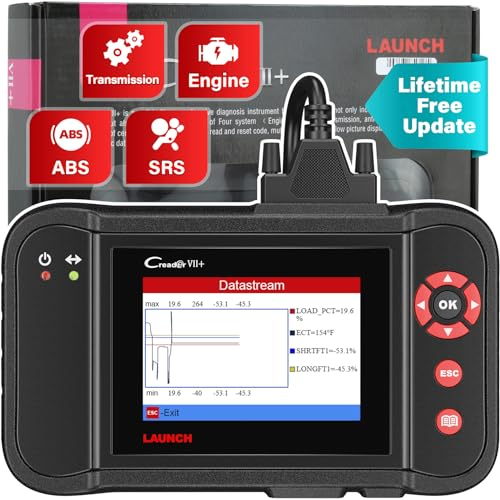 LAUNCH Diagnostic Tool Creader VII+ Car Code Reader EOBD, OBD2 Scanner Scan Tool Testing Engine/Transmission/ABS/ Airbag System Update via PC