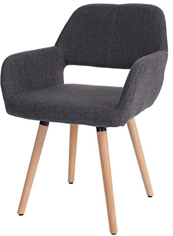Mendler Esszimmerstuhl HWC-A50 II, Stuhl Küchenstuhl, Retro 50er Jahre Design - Textil, grau, helle Beine