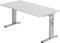 Bümö höhenverstellbarer Schreibtisch O-Serie 160x80 cm in grau, Gestell in Silber - PC Tisch für's Büro manuell höhenverstellbar, Computertisch verstellbar