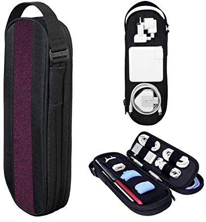 Side by Side Premium Kabel Organizer Tasche - Tech Pouch ideal für Ladekabel, Festplatte Externe, USB C Docking Station, Apple und Gopro Zubehör, Power Bank, Gadgets Technik, Travel Adapter. Bordeaux