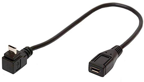 Angled Micro USB Cable 90 Degree Micro-B Male to Female Extension Cord For Android cellphone, tablets, Nest Indoor, Arlo Pro, Echo, PS4 (Down)