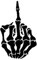 EROSPA® Aufkleber/Sticker KFZ Auto Motorrad - Skelett Knochen Hand Mittelfinger Stinkefinger - Car-Sticker (Schwarz)