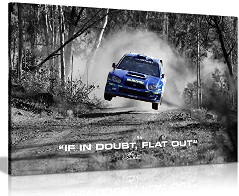 Panther Print Kunstdruck auf Leinwand, Subaru Wrx Rally Car Colin Mcrae If In Doubt, Flat Out Zitat, 31x20cm (12x8in)