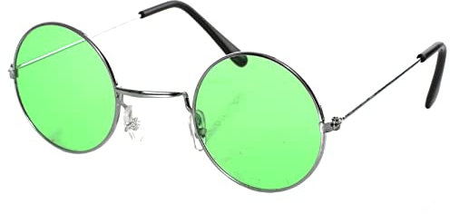 Grüne runde Hippie-Brille im Stil der 70er und 1960er Jahre, Disco, Hippie, Lennon, 70er und 60er Jahre, Band-Accessoire, OSBOURNE HIPSTER-Sonnenbrille - 1 Stück
