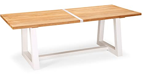Best Tisch Campione 220x100cm Weiss/Teakholz