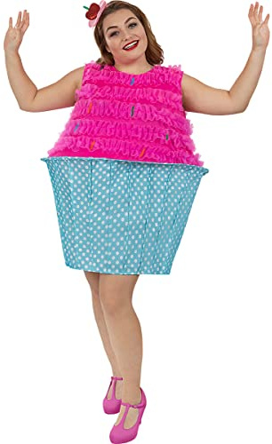Funidelia | Cupcake Kostüm für Damen Größe XXL - Muffin, Süßes, Essen, Dessert - Farben: Rosa, Zubehör für Kostüm - Lustige Kostüme für deine Partys