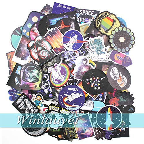 Winlauyet 50/100 Stück NASA Aufkleber für Laptop Space Explorer Galaxy Vinyl Decals Skateboard Gepäck Auto Fahrrad Stoßstange Raumfahrt Universum Planet Logo Graffiti Aufkleber (100 Stück)