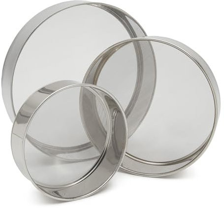 Juvale 3-teiliges feinmaschiges Siebsieb-Set, Edelstahl Professionelle Runde Mehlsieb zum Backen (3 Größen) - Mehlsieb - Feinmaschiges Sieb