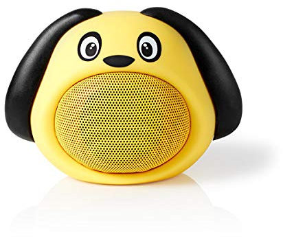 NEDIS SPBT4110YW Animaticks Haut-Parleur Bluetooth avec 3 Heures de Lecture et appels Mains Libres et Design Chien Dusty Dog Jaune