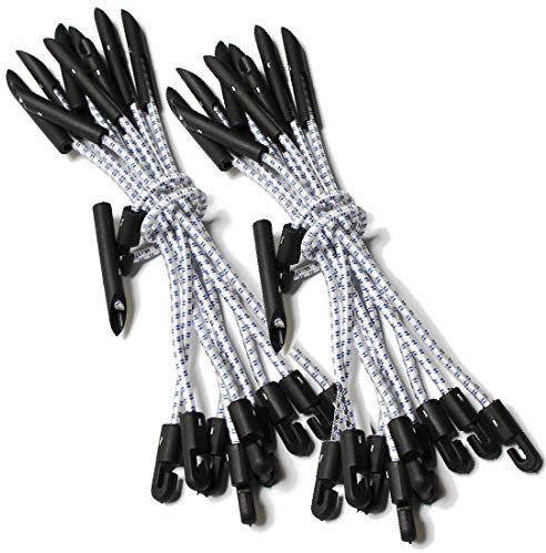 20 Elastic Shock Cord Bungee Toggle Tie Down Fixings - Netting Tarpaulin Tent Scaffold Sheeting