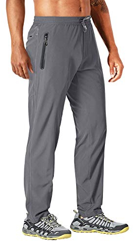 MAGCOMSEN Mens Lightweight Trousers Summer Spring Outdoor Breathable Running Trousers with Pockets Quick Dry Stretch Work Pants with Adjustable Drawstring