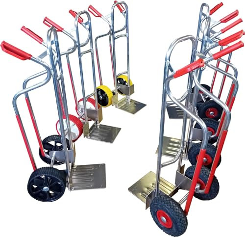 RLW Profi Aluminium Sackkarre Stapelkarre Alu200 200 kg - Schaufel 280 x 280 mm - Made in EU - kein Asien-Import !! (Räder nach Ihrer Wahl) (PU-Rad schwarz/PVC-Speichenfelge schwarz/Rollenlager)