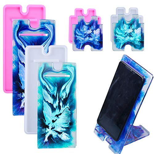 TikooTik 4 Pieces Handy Ständer Harzform Phone Stand Resin Mold Silikon Handyhalter Epoxy Gussformen Harz Telefonständer Form Silikonformen Epoxidharz Gießform