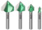 KOWOOD Pro 90° V Nut-Bit-Set, 4-teilig, 1/4 Zoll Schaft, 1/4 Zoll, 1/2 Zoll, 3/4 Zoll, 1 Zoll Schnittdurchmesser.