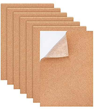 BENECREAT 6PCS Selbstklebende Korkplatten 30x21cm Korkfliesen Korkmatte mit selbstklebender Rückseite für Wanddekoration, Party und Bastelarbeiten, 5mm dick