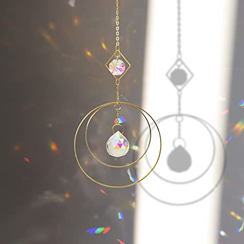 Domybest Attrape-Soleil à Suspendre Attrape Soleil Chakra avec Prisme Attrape-Soleil Arc-en-Ciel en Cristal Suncatcher Cadeaux Décoration de Pendentif pour Maison Jardin Voiture