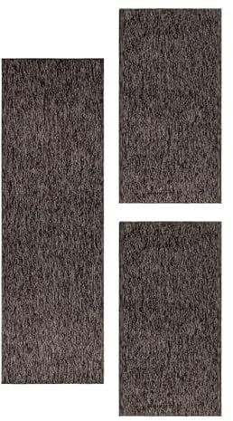 SIMPEX Bettvorleger Schlafzimmer Teppich Bettumrandung 3 Teilig Läufer Flur Küchenteppich Bettläufer Modern Einfarbiges Design Kurzflor Soft & Extra Weich Farbe: Braun