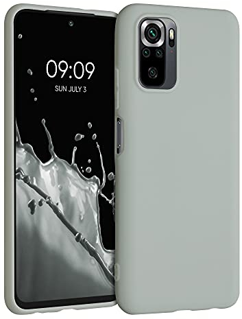 kwmobile Hülle kompatibel mit Xiaomi Redmi Note 10 / Note 10S Hülle - weiches TPU Silikon Case - Cover geeignet für kabelloses Laden - Hellgrau matt