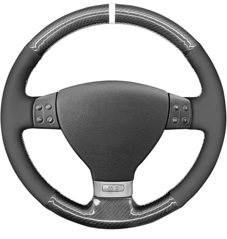 MEWANT Custom Design Auto Lenkradbezug aus Echtleder&Suede für Golf 5 (V)/ für Golf Plus/für Polo/für Jetta/für Passat/für Passat Variant/für Tiguan