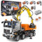 Mould King 19007 Technik Kran LKW Modell, 2819 Teile, Fernbedienung elektrisch Technik Pneumatic Truck Klemmbausteine Bauset mit 4 Motoren, Kompatibel mit Technologie Spielzeug