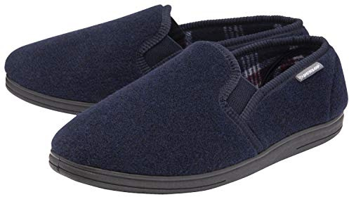 DUNLOP House Slippers for Men Memory Foam | Indoor Home Bedroom | Comfortable | Fleece (12 UK, Navy, numeric_12)