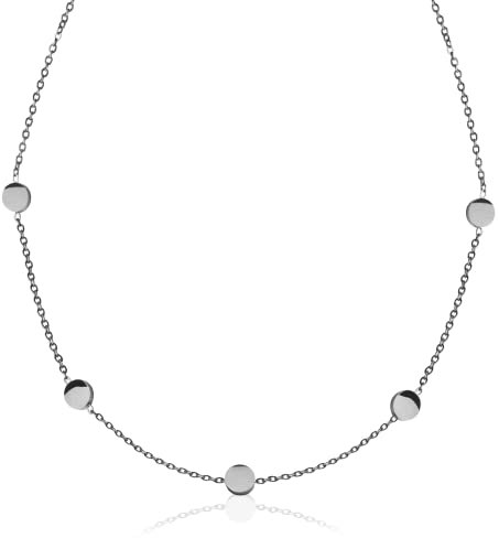 Kette mit Plättchen Damen • feine Halskette mit Coins • schlichter Silber Choker aus Edelstahl für Frauen • verstellbare Länge (32-44 cm)