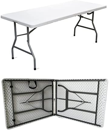 eacommerce Tavolo Pieghevole Richiudibile per Feste Sagre Fiere Giardino Campeggio Camping (180x75x72 cm, Bianco)