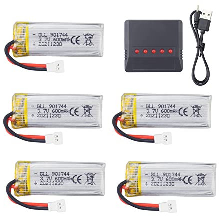ZYGY 5PCS 3.7V 600mah Lithium Battery with 5-in-1 Charger for SYMA X600W X700 X700W Aerial Photography Quadcopter Accessories Remote Control Drone Lithium Battery