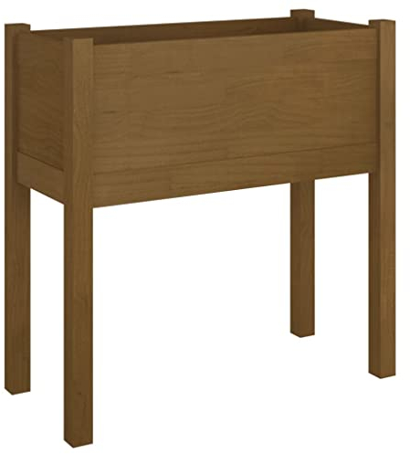 vidaXL Massivholz Kiefer Pflanzkübel Hochbeet Pflanzbeet Gemüsebeet Pflanzkasten Blumenbeet Blumenkasten Blumenkübel Frühbeet Honigbraun 70x31x70cm