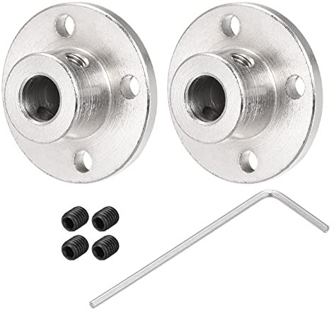 sourcing map 2pcs 8mm Coupleur Bride Couplage Connecteur Arbre Axe Raccords pour Bricolage RC Modèle Moteurs avec 4pcs Serrage Vis 1pcs M4 Hexagonale Clé