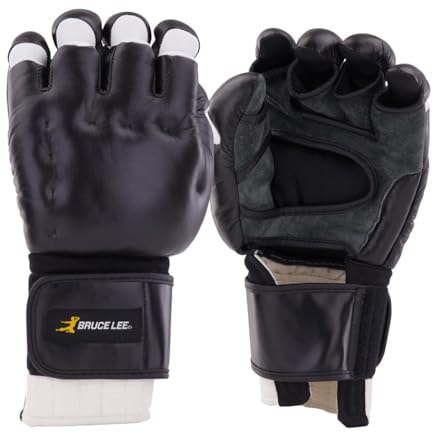 Bruce Lee Jeet Kune Do JKD Leder Handschuhe Kampfsport MMA Boxing Kickboxing (S)