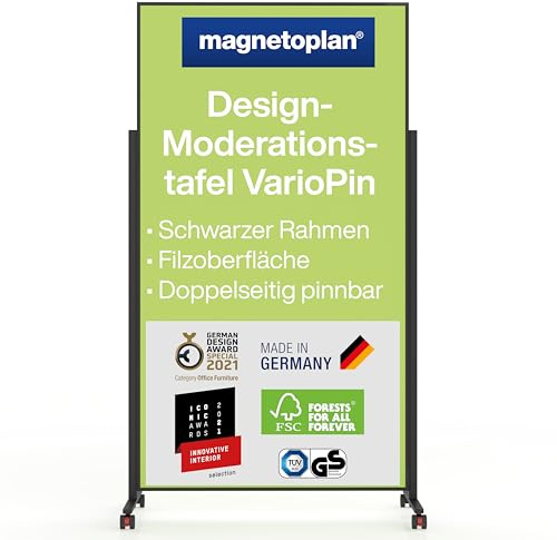 magnetoplan Design-Moderationstafel VarioPin, Filz Grün | Rahmen Schwarz