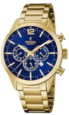 Festina Men's Blue Timeless Chronograph 316l Stainless Steel Watch Bracelet