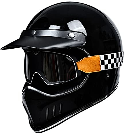 Motorradhelm, Integralhelm Mit Schutzbrille, Retro Motocrosshelme Herren Damen, ATV Helm UTV Helm MopedHelme Rollerhelm MofaHelm Motorrad Helm ECE/DOT Zertifiziert ( Color : A , Size : L=59-60cm )
